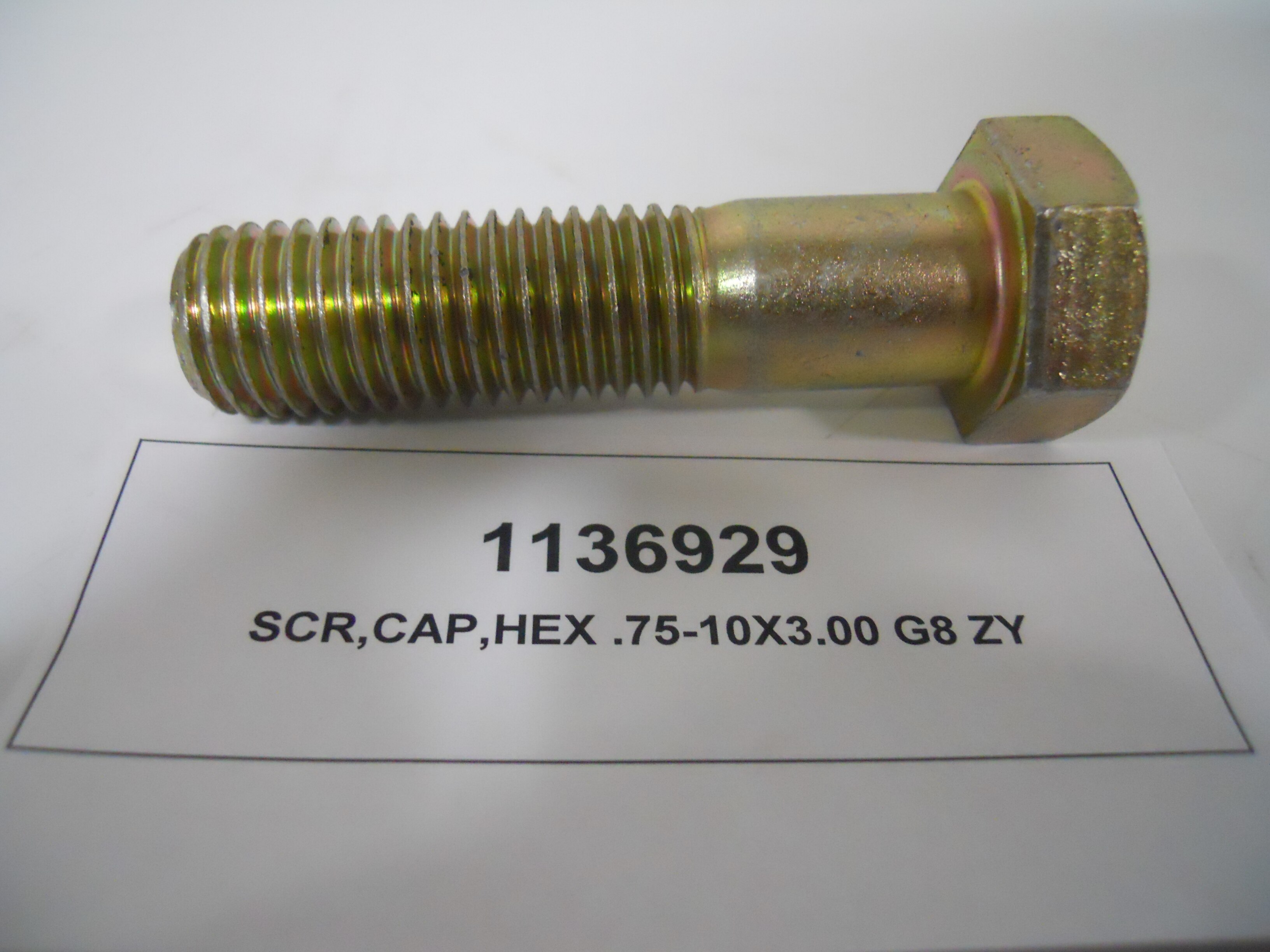 SCR,CAP,HEX .75-10X3.00 G8 ZY